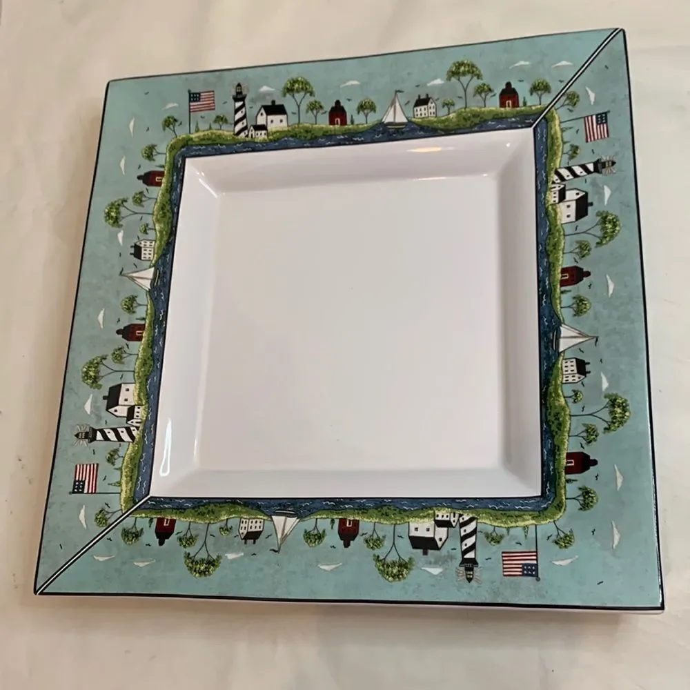 Coastal Breeze 1998 Warren Kimball Sakura Square Platter Micro Dishwasher Safe